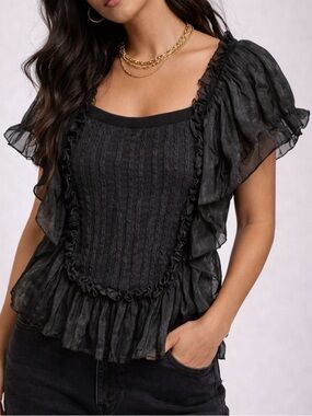 213 by Michelle Kim Ruffle Top